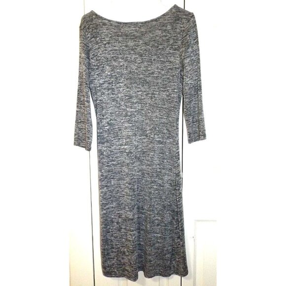 Leith M Heather Gray 3/4 Sleeve V-Neck Bodycon Ruched Dress - Picture 3 of 4